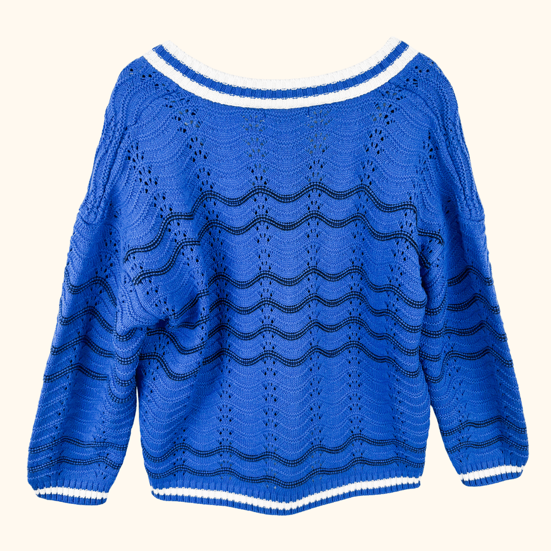 Next Blue Cable Knit V-Neck Jumper - Size XL Next