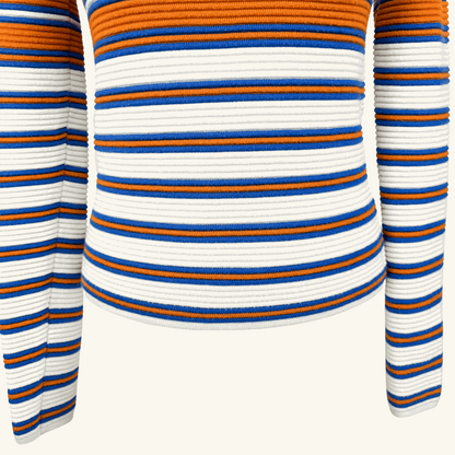 Mango Orange Striped Quarter Zip Jumper - Size XS Mango