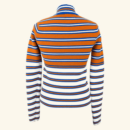 Mango Orange Striped Quarter Zip Jumper - Size XS Mango