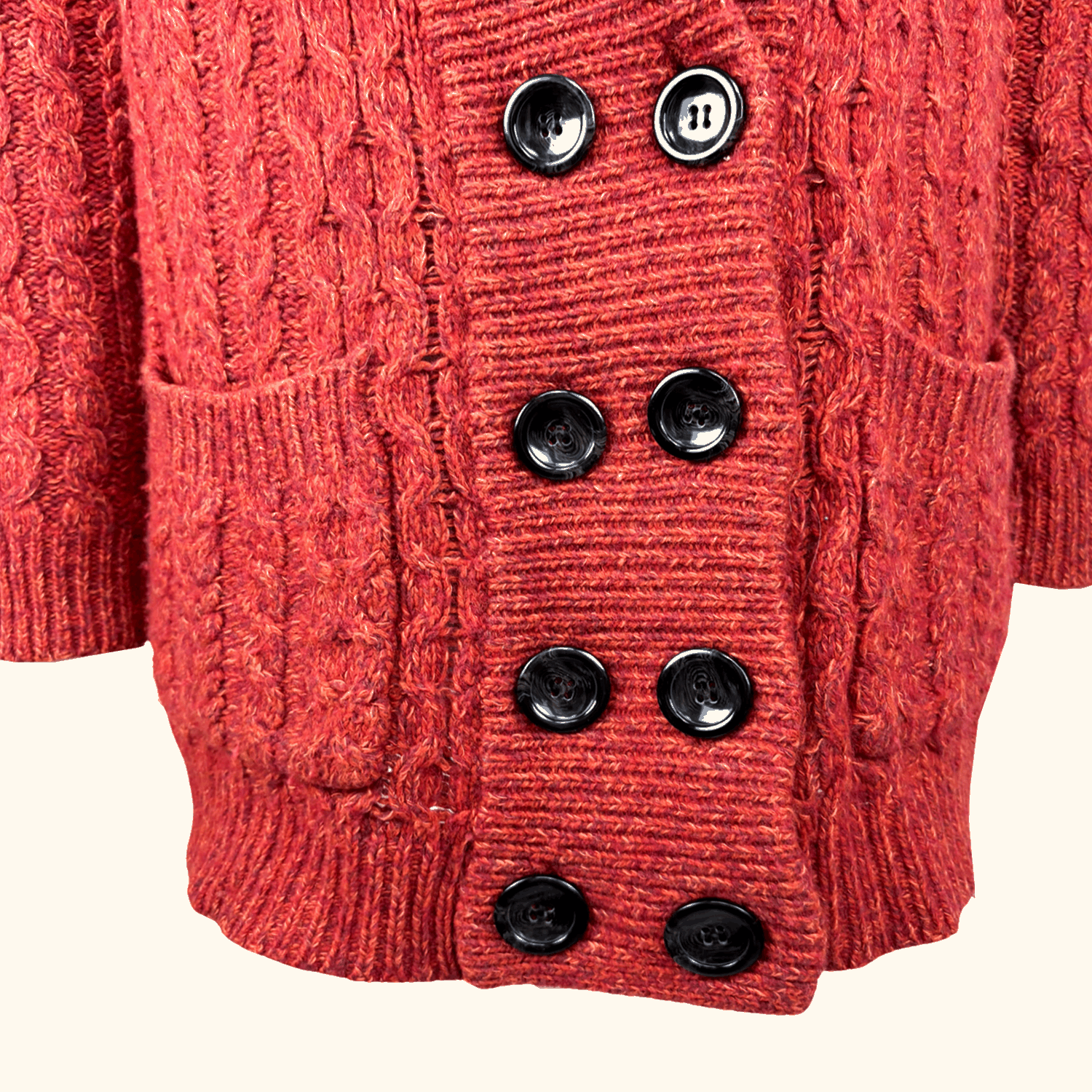 Whistles Burnt Orange Cable Knit Wool Blend Cardigan - Size 8 Whistles