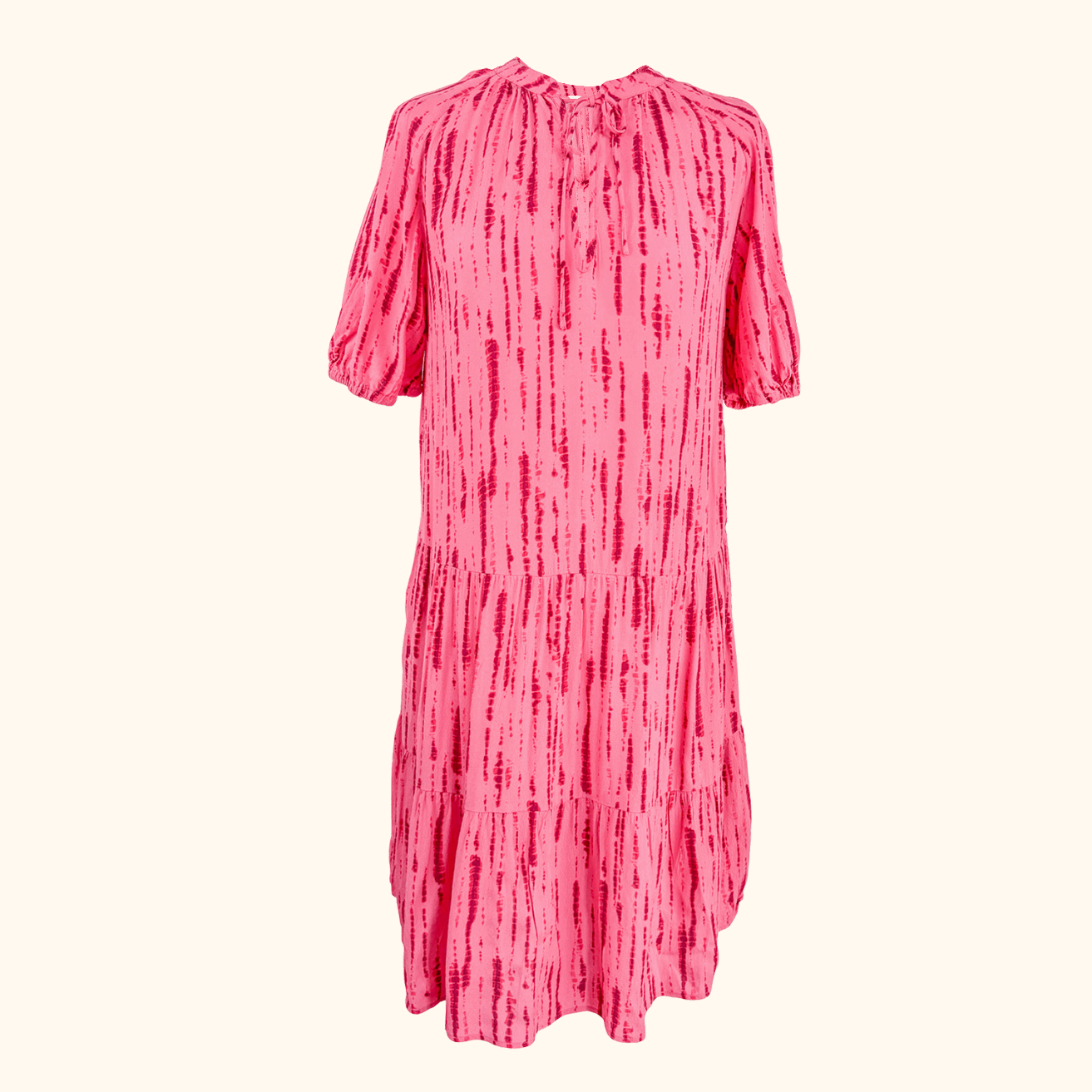 Hush Pink Red Tiered Mini Dress - Size 10 Hush