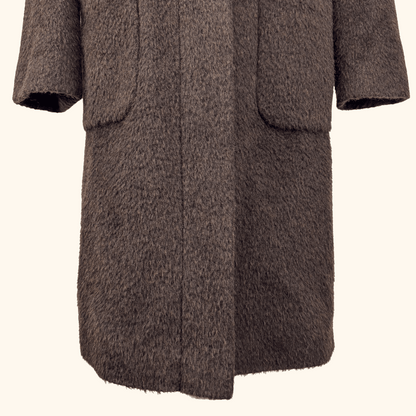 M&amp;S Chocolate Brown Brushed Wool Blend Long Coat - Size 12 M&amp;S