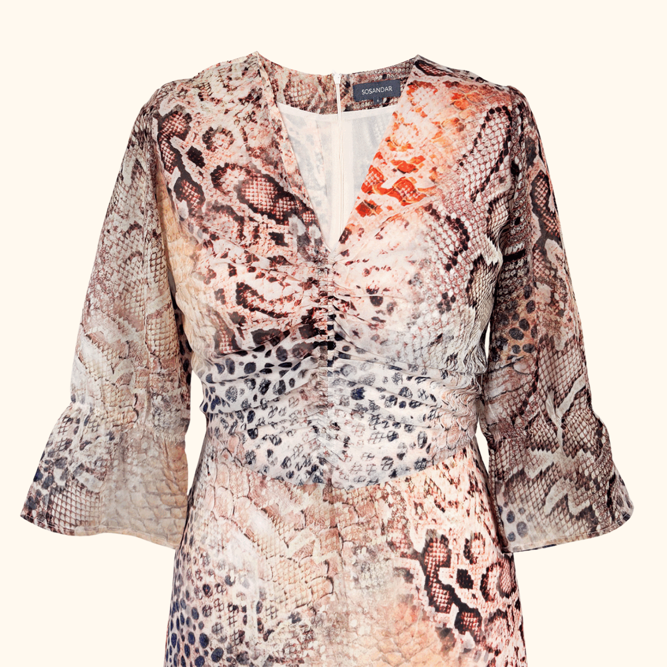 Sosandar Snake Print Cinch Waist Dress - Size 6 Sosandar