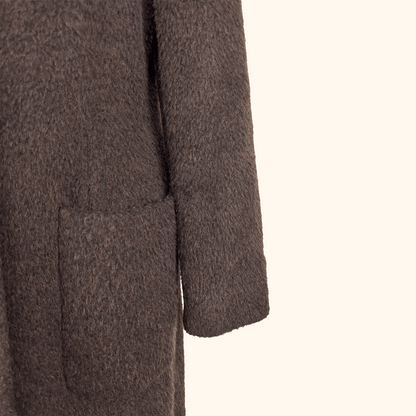 M&amp;S Chocolate Brown Brushed Wool Blend Long Coat - Size 12 M&amp;S