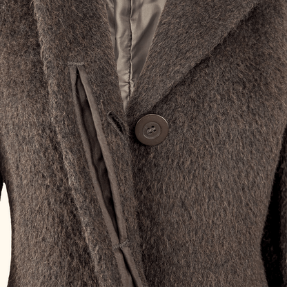 M&amp;S Chocolate Brown Brushed Wool Blend Long Coat - Size 12 M&amp;S