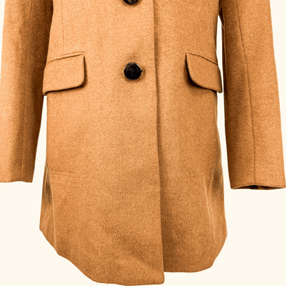 H&amp;M Camel Brown Recycled Wool Blend Pea Coat - Size 8 H&amp;M