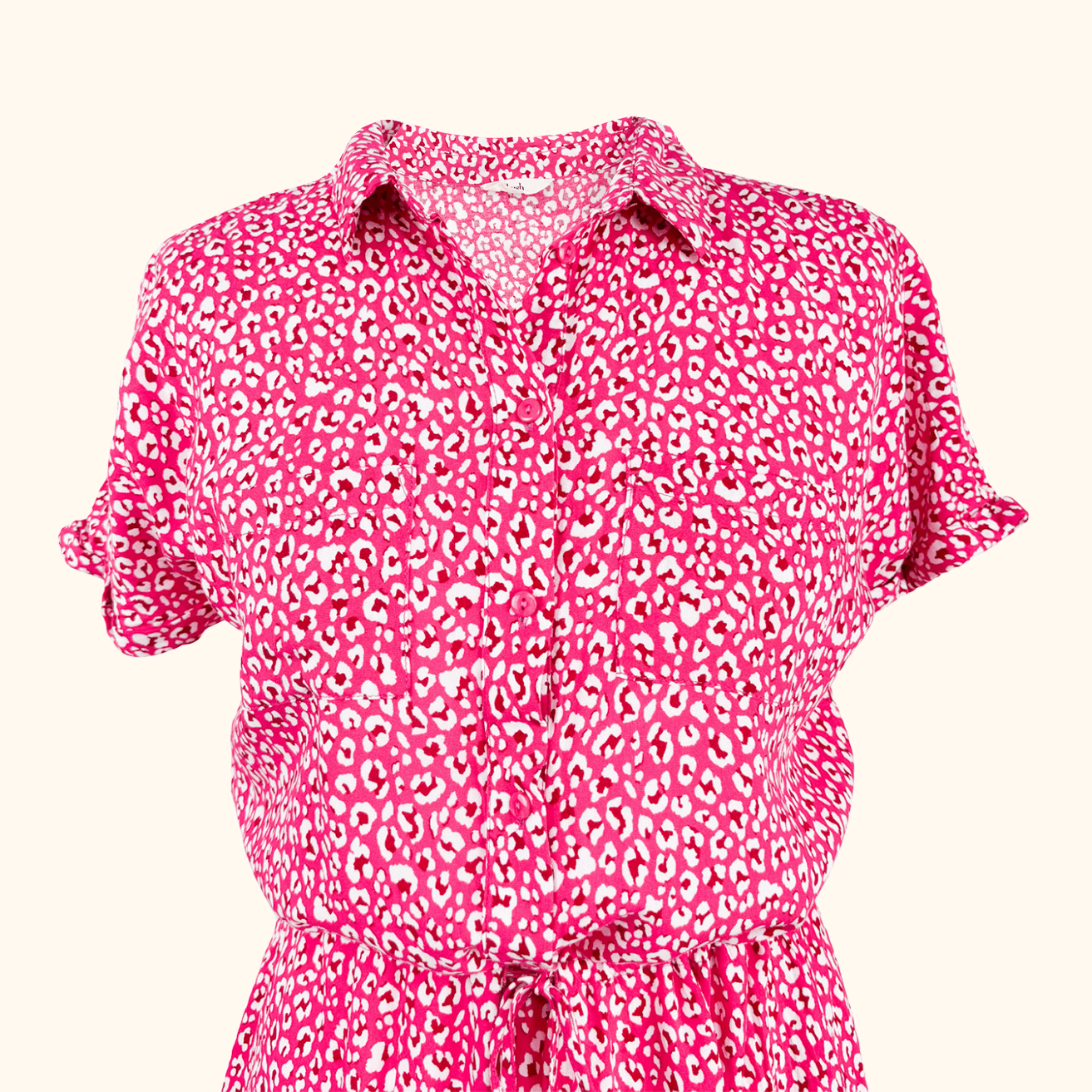 Hush Pink Leopard Print Hattie Shirt Midi Dress - Size 8 Hush