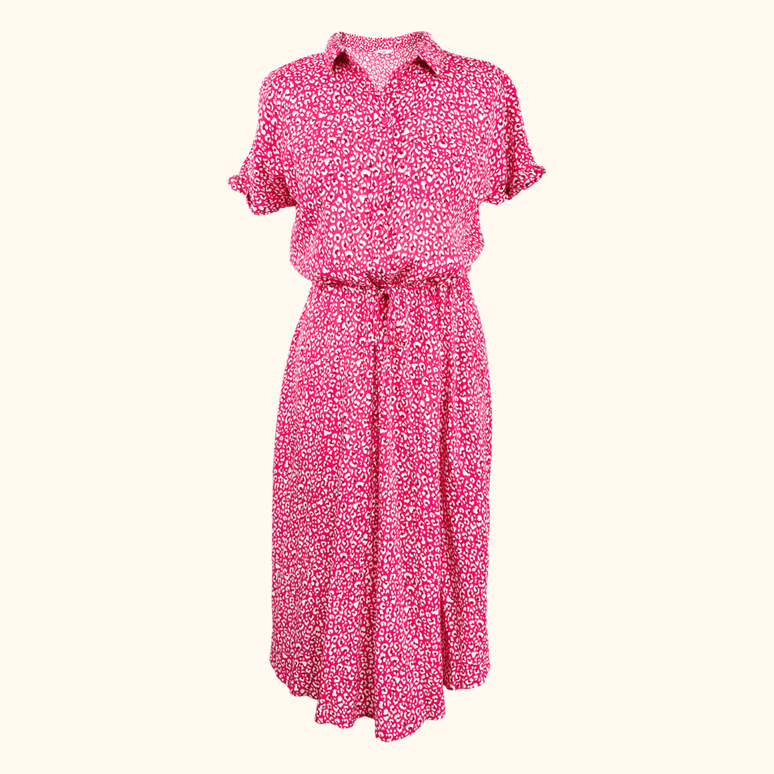 Hush Pink Leopard Print Hattie Shirt Midi Dress - Size 8 Hush
