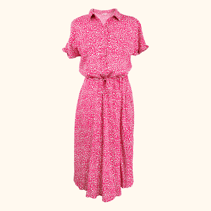 Hush Pink Leopard Print Hattie Shirt Midi Dress - Size 8 Hush