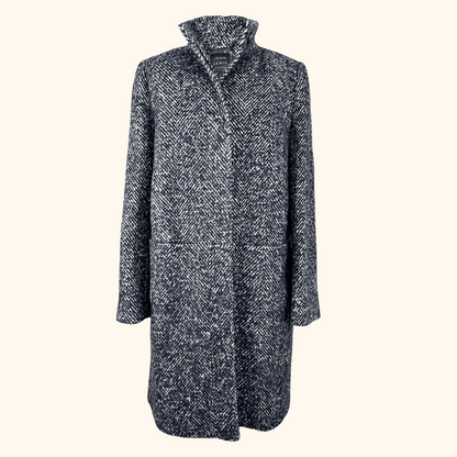 John Lewis Grey Wool Blend Funnel Neck Coat - Size 12 John Lewis