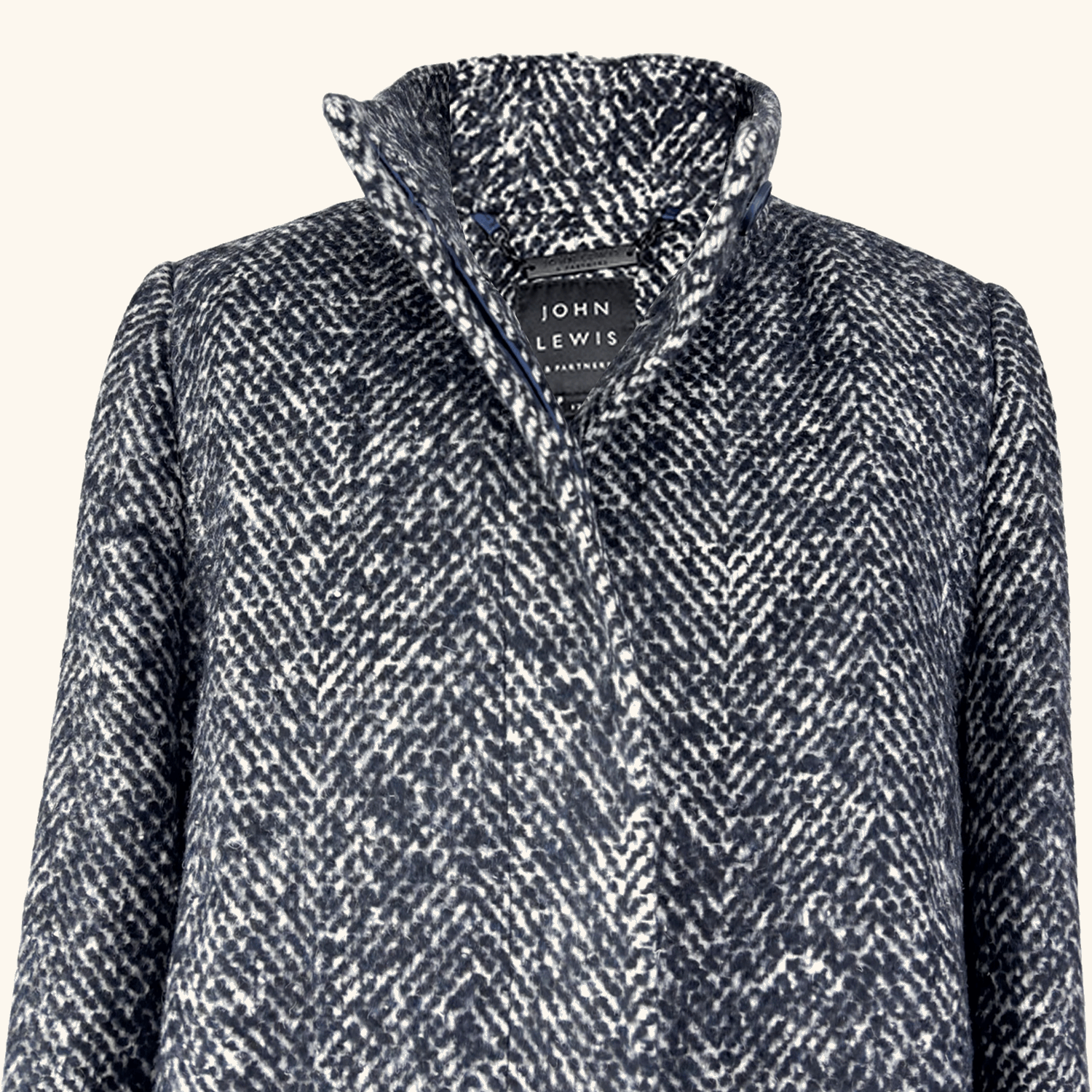 John Lewis Grey Wool Blend Funnel Neck Coat - Size 12 John Lewis