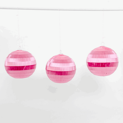 Vintage Woolworths Pink Silk Spun Baubles Set of 6 Woolworths