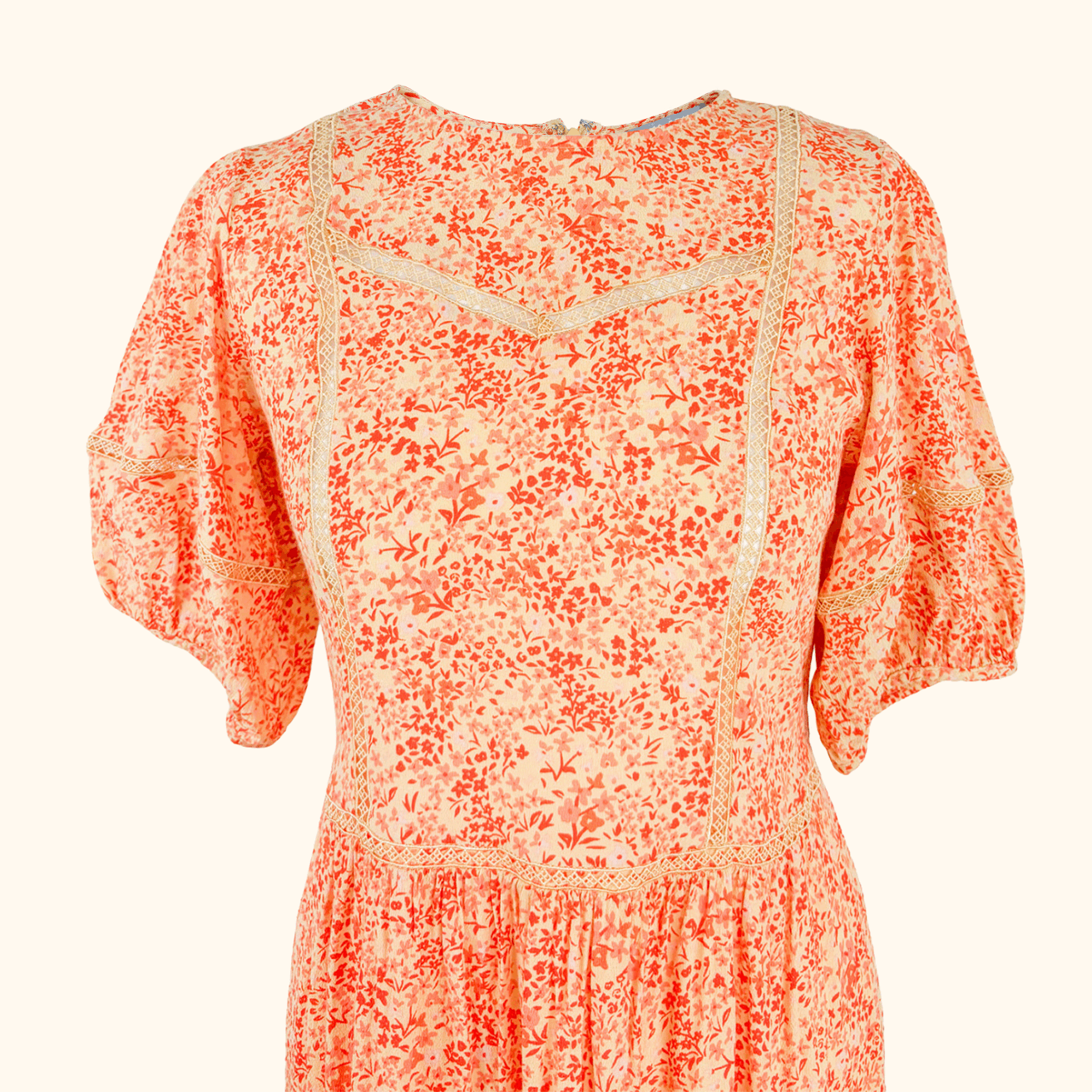 Oliver Bonas Orange Ditsy Floral Midi Dress - Size 10 Oliver Bonas