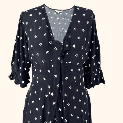 Somerset By Alice Temperley Star Print Black Midi Dress - Size 12 Alice Temperely