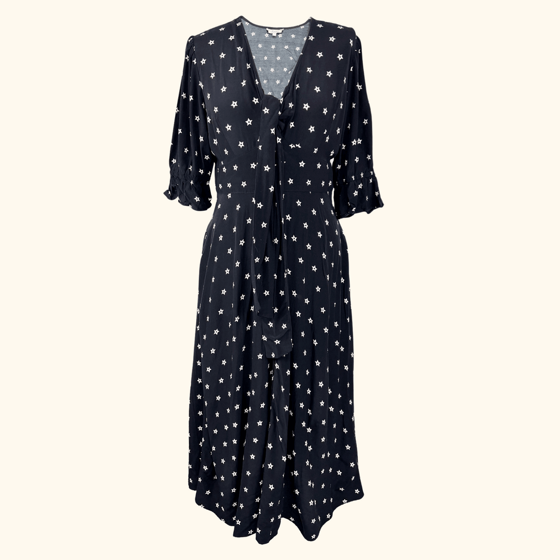 Somerset By Alice Temperley Star Print Black Midi Dress - Size 12 Alice Temperely