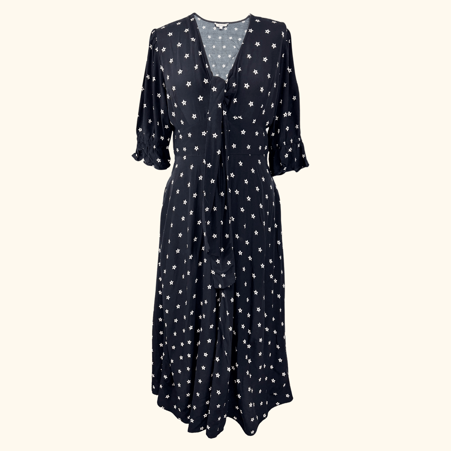 Somerset By Alice Temperley Star Print Black Midi Dress - Size 12 Alice Temperely