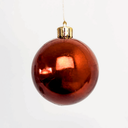 Brown and Orange Shatterproof Baubles Mixed Set of 9 Sunshine Thrift