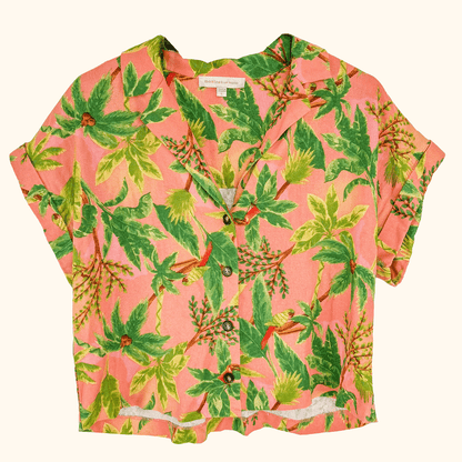Monteau Los Angeles Linen Blend Hawaiian Shirt - Size Large