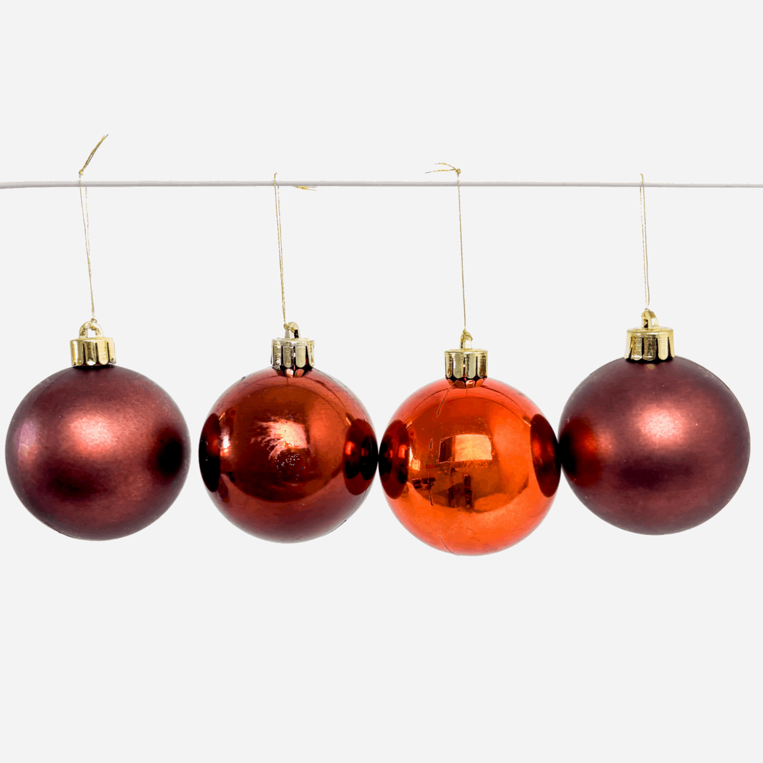 Brown and Orange Shatterproof Baubles Mixed Set of 9 Sunshine Thrift