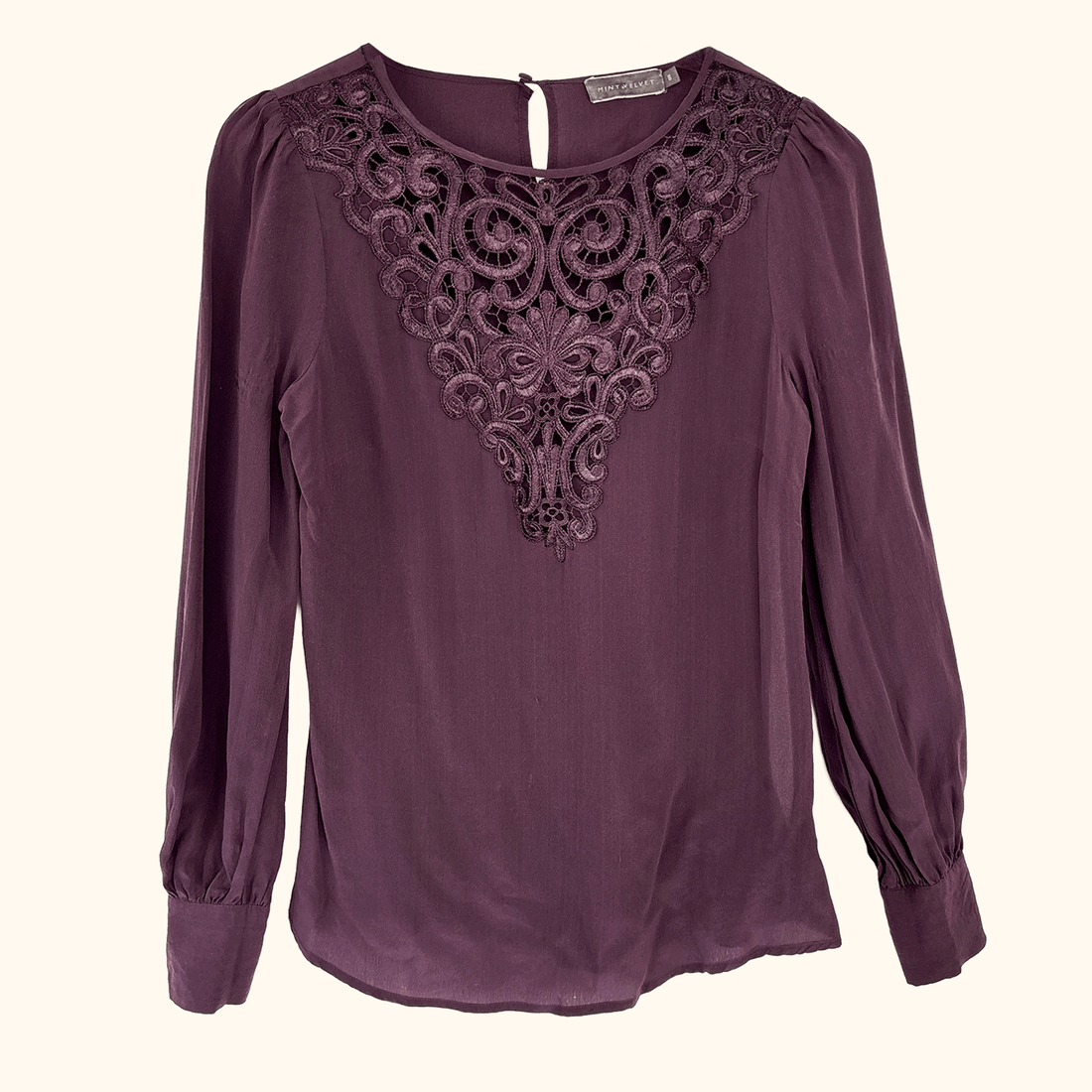 Mint Velvet Purple Silk Long Sleeve Blouse - Size 8