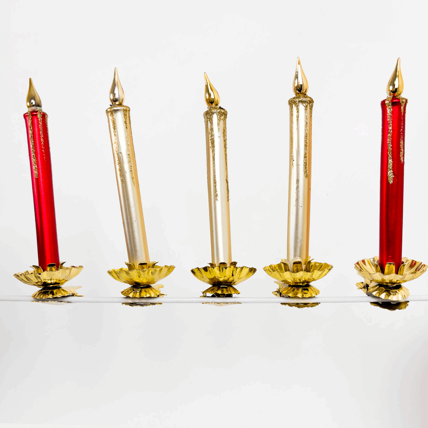 Red and Gold Clip on Candle Tree Decorations Set of 5 Sunshine Thrift