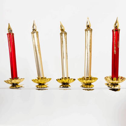 Red and Gold Clip on Candle Tree Decorations Set of 5 Sunshine Thrift