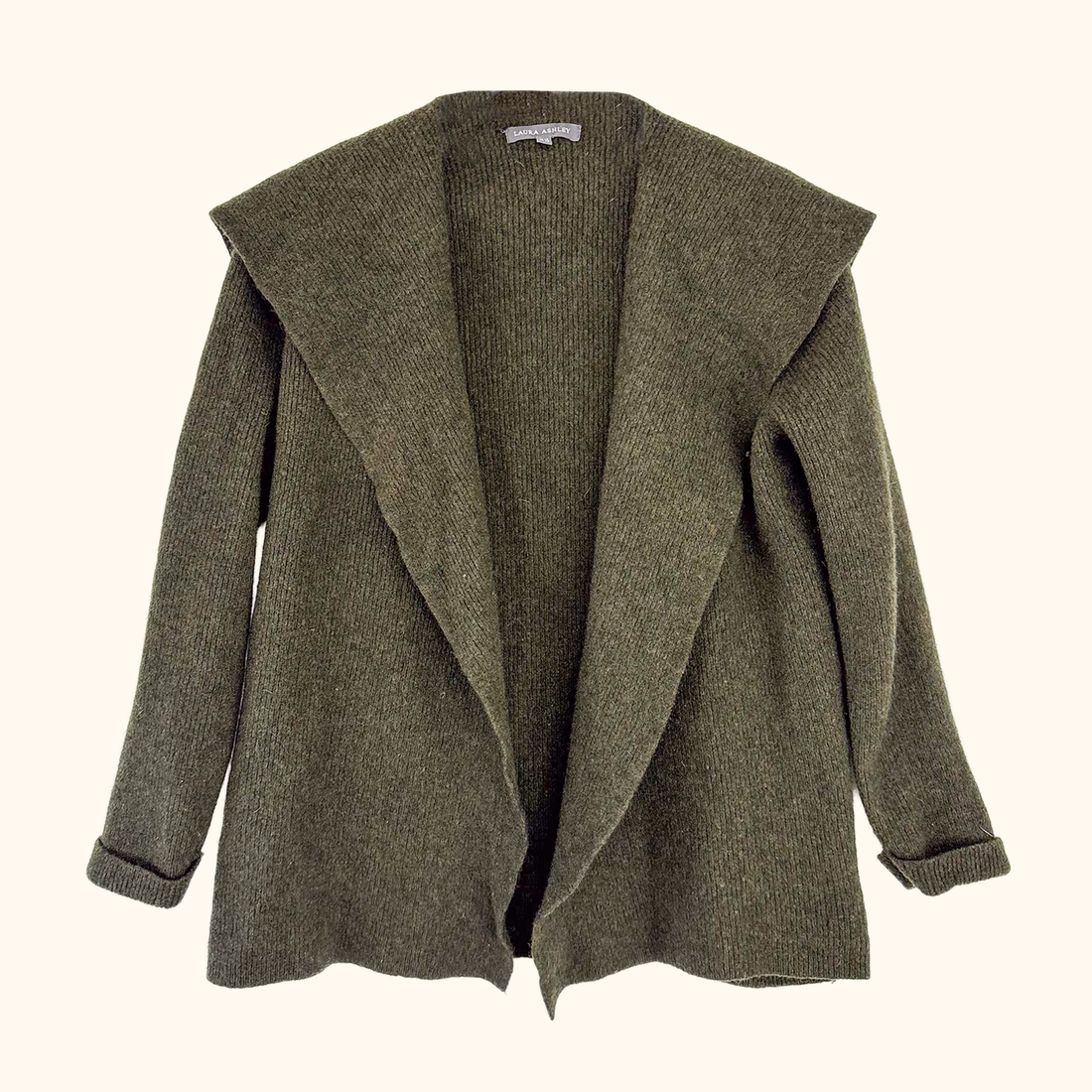 Laura Ashley Dark Green Lambs Wool Cardigan - Size 14