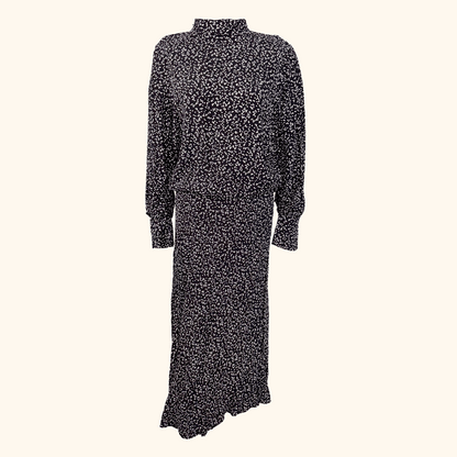 Zara Black Polka Dot Asymmetric Midi Dress - Size Medium Zara