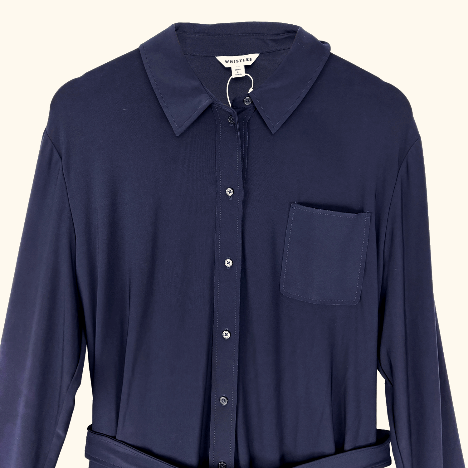 Whistles Navy Blue Tailored Jersey Jumpsuit Cropped Leg - Size 16 Whistles