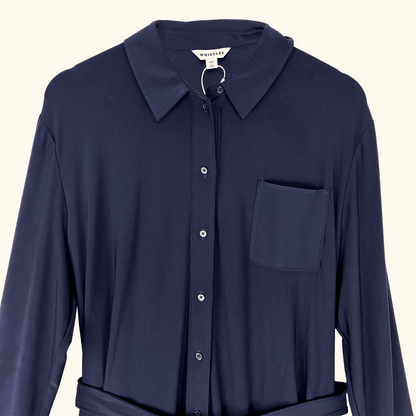 Whistles Navy Blue Tailored Jersey Jumpsuit Cropped Leg - Size 16 Whistles