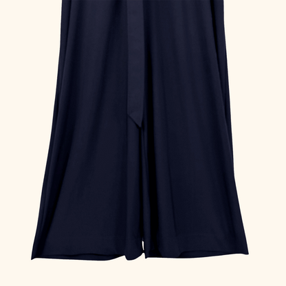 Whistles Navy Blue Tailored Jersey Jumpsuit Cropped Leg - Size 16 Whistles