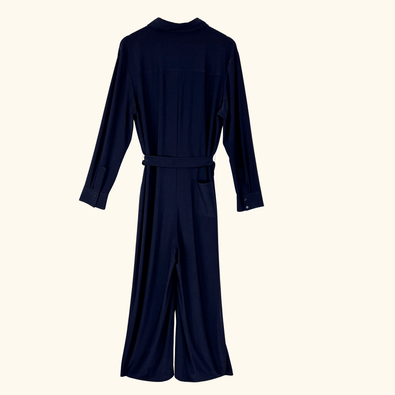 Whistles Navy Blue Tailored Jersey Jumpsuit Cropped Leg - Size 16 Whistles