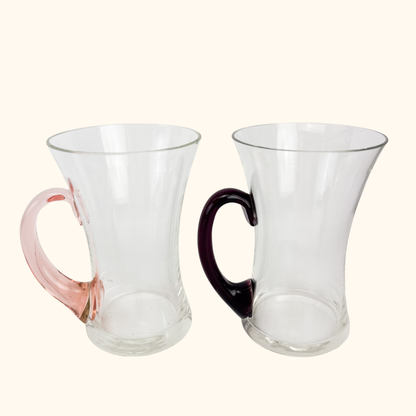 Glass Mugs With Colourful Handles - Set of 4 Sunshine Thrift