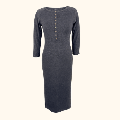 Baukjen Dark Grey Knitted Midi Dress - Size 10 Baukjen
