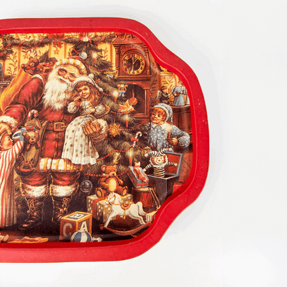 Vintage Hartin Christmas Snack Trays Red and Blue Set of 2 Hartin