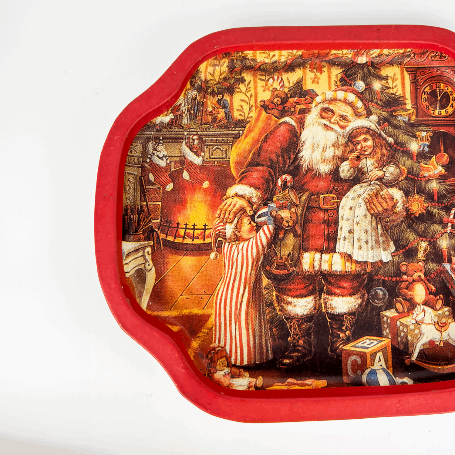 Vintage Hartin Christmas Snack Trays Red and Blue Set of 2 Hartin