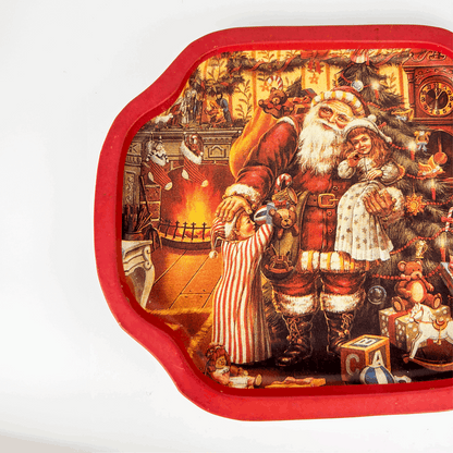 Vintage Hartin Christmas Snack Trays Red and Blue Set of 2 Hartin