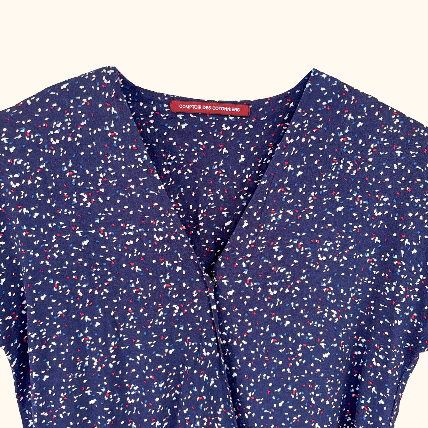 Comptoir des Cotonniers Navy Short Sleeve Playsuit - Size Small