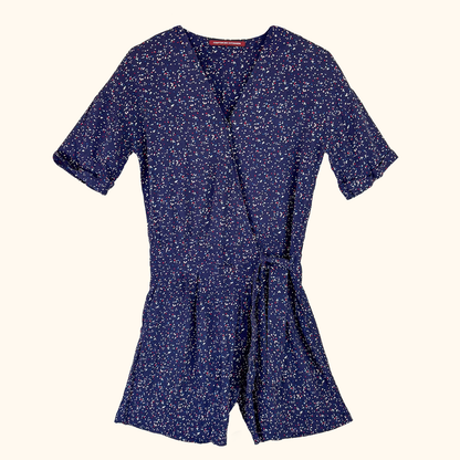 Comptoir des Cotonniers Navy Short Sleeve Playsuit - Size Small