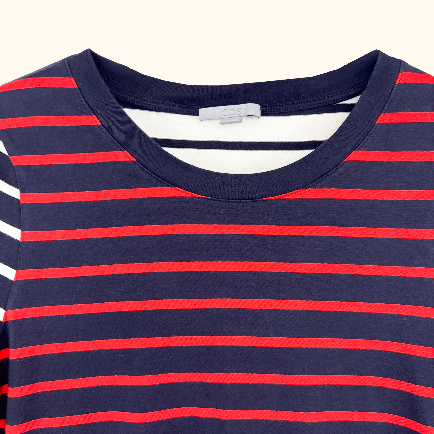 Cos Contrast Stripe Long Sleeve Top - Size Small