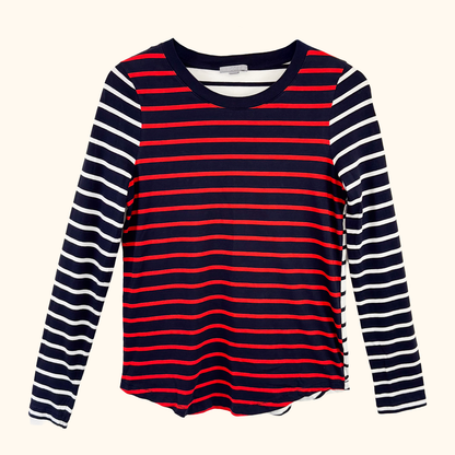 Cos Contrast Stripe Long Sleeve Top - Size Small