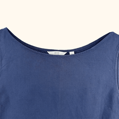 Uniqlo Navy Cotton Linen Blend Vest Top - Size Large