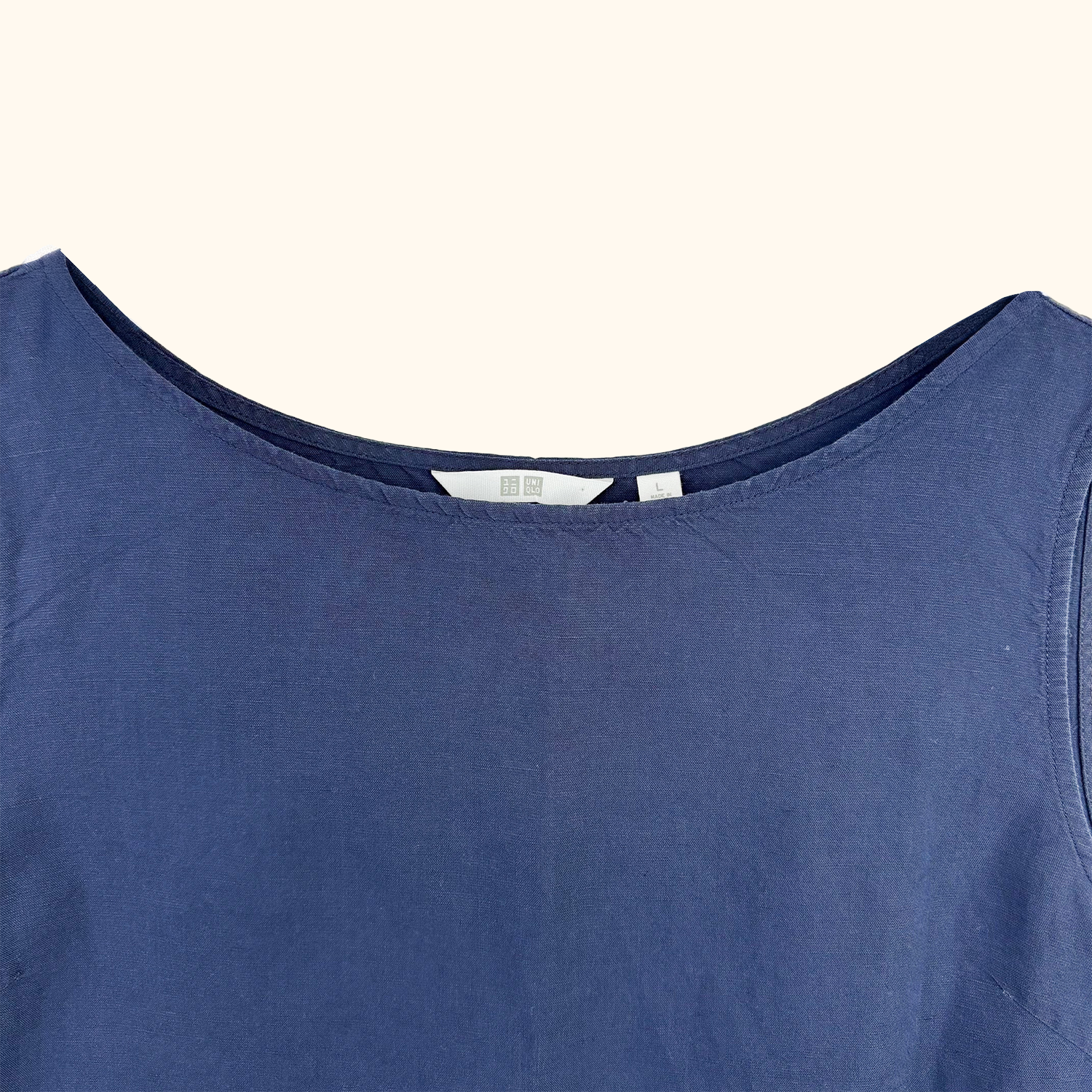 Uniqlo Navy Cotton Linen Blend Vest Top - Size L