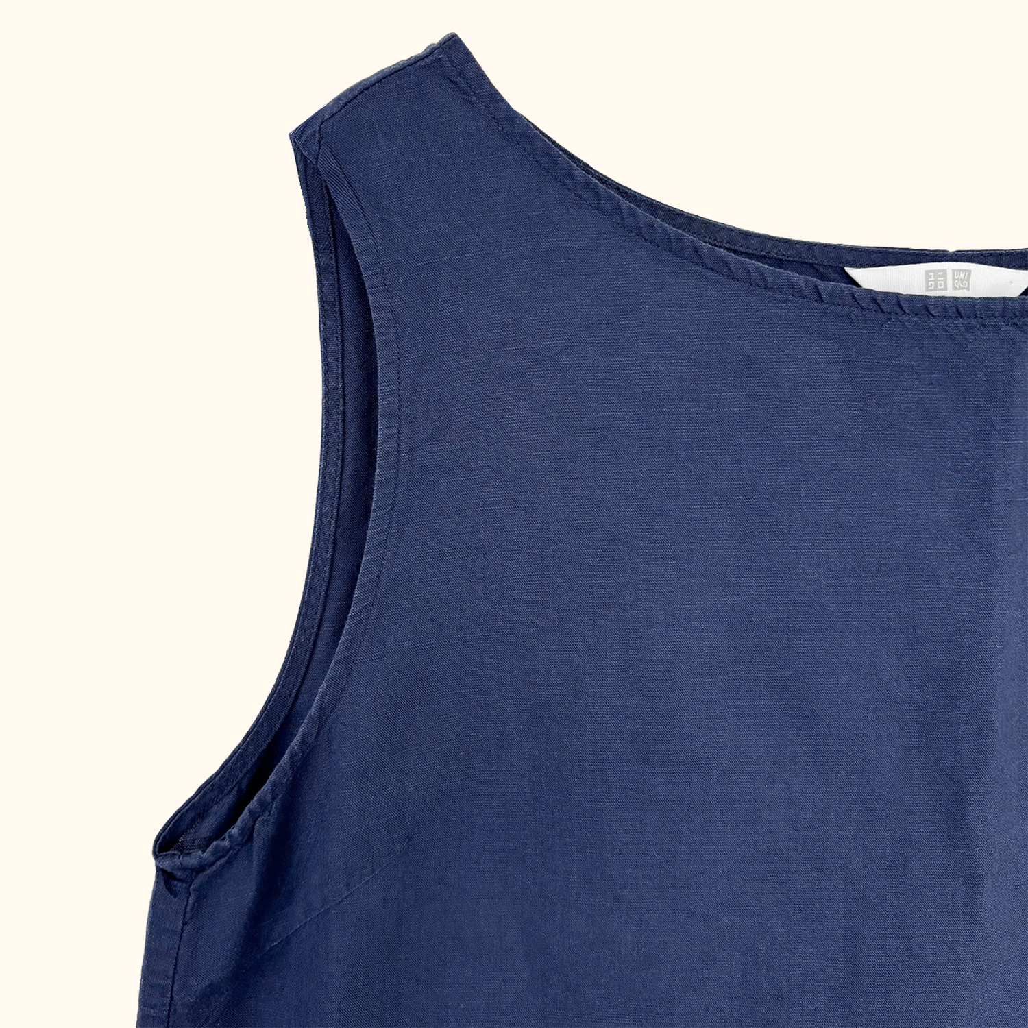 Uniqlo Navy Cotton Linen Blend Vest Top - Size Large