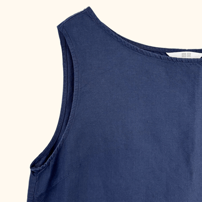 Uniqlo Navy Cotton Linen Blend Vest Top - Size Large