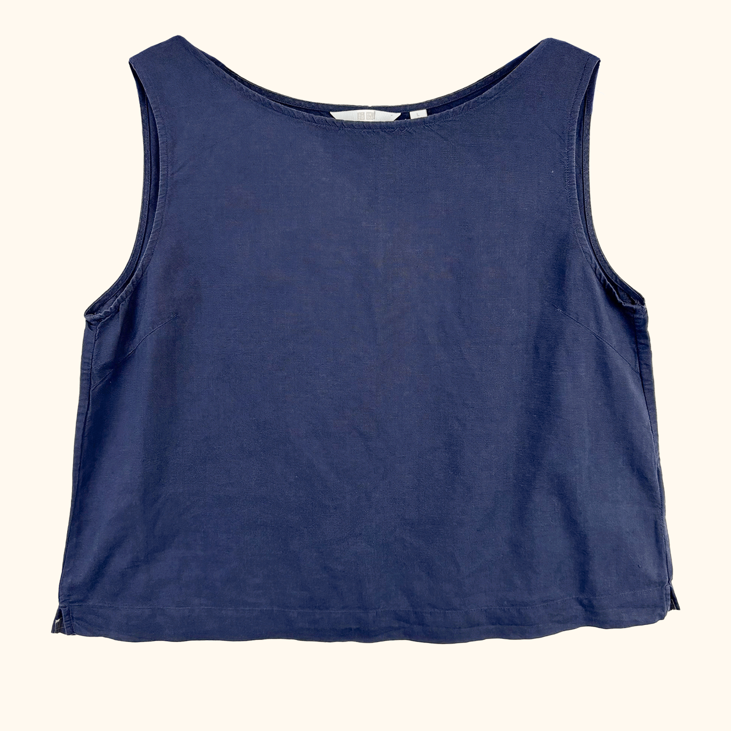 Uniqlo Navy Cotton Linen Blend Vest Top - Size Large