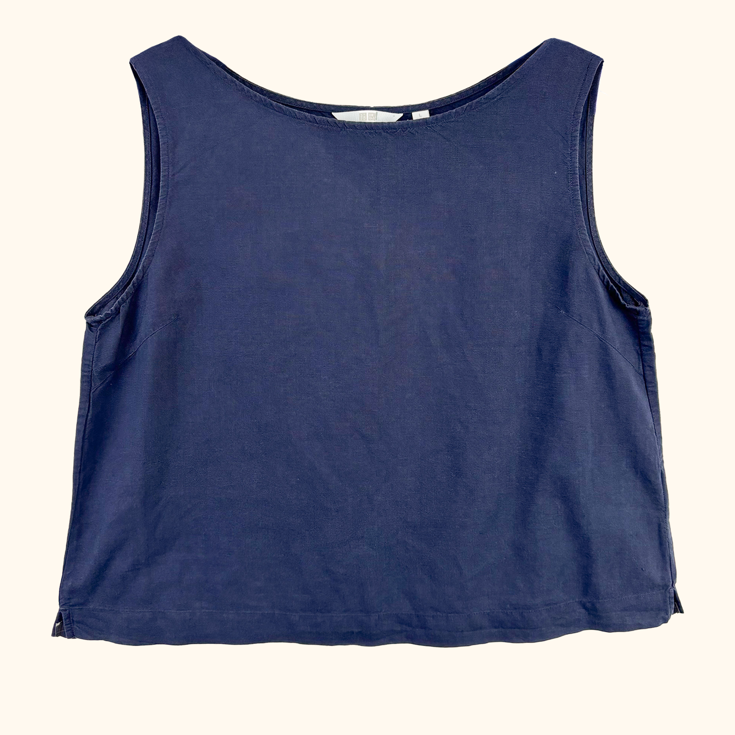 Uniqlo Navy Cotton Linen Blend Vest Top - Size L