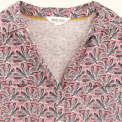 White Stuff Leaf Print Short Sleeve Shirt - Size 12