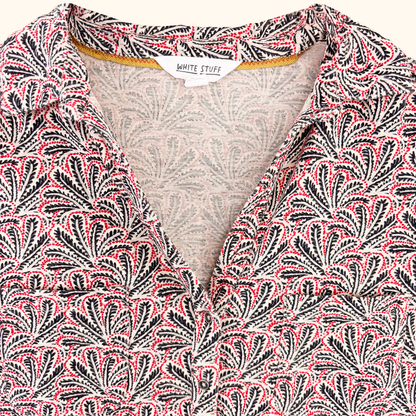 White Stuff Leaf Print Short Sleeve Shirt - Size 12
