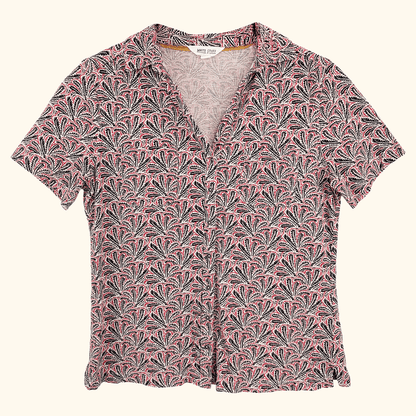 White Stuff Leaf Print Short Sleeve Shirt - Size 12